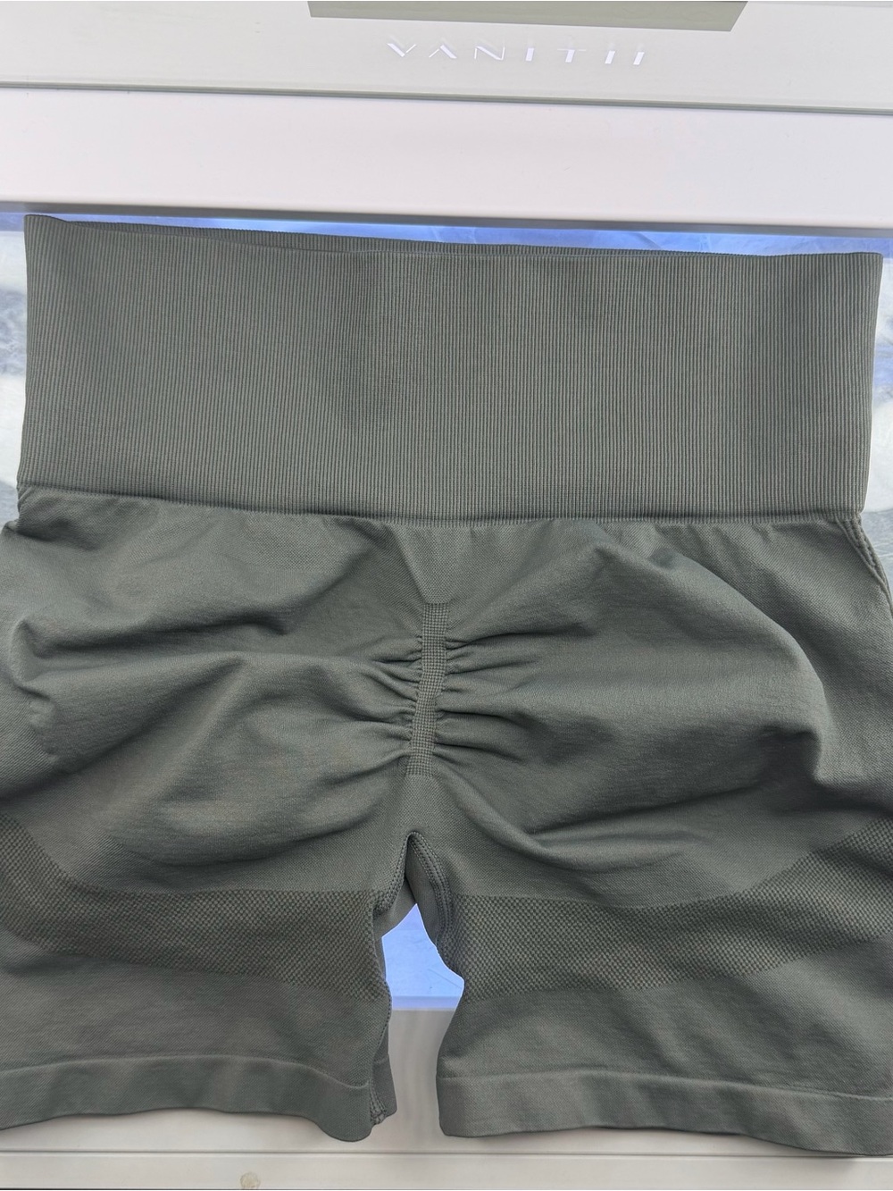 & Other Stories Olive Green Kids Bike Shorts with Ruched Back
